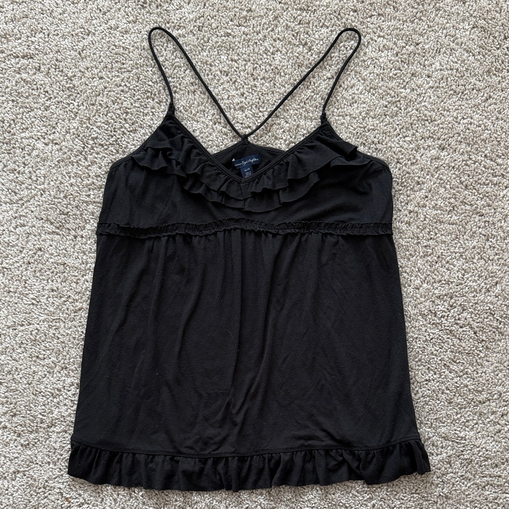 Vintage Y2K Black Ruffled Women's Top